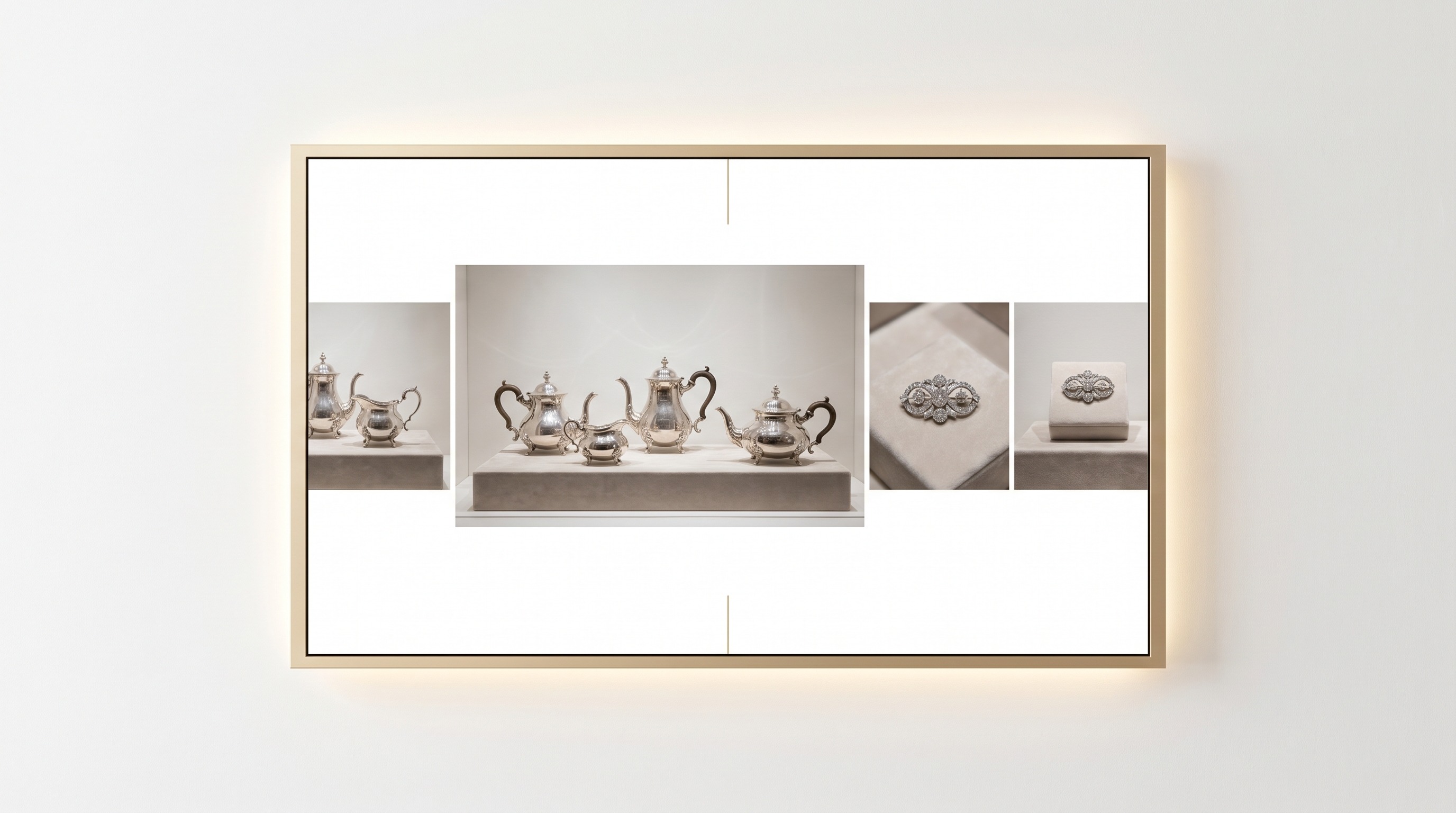 An elegant antique dealer website presenting silver and jewellery with museum-quality calm.