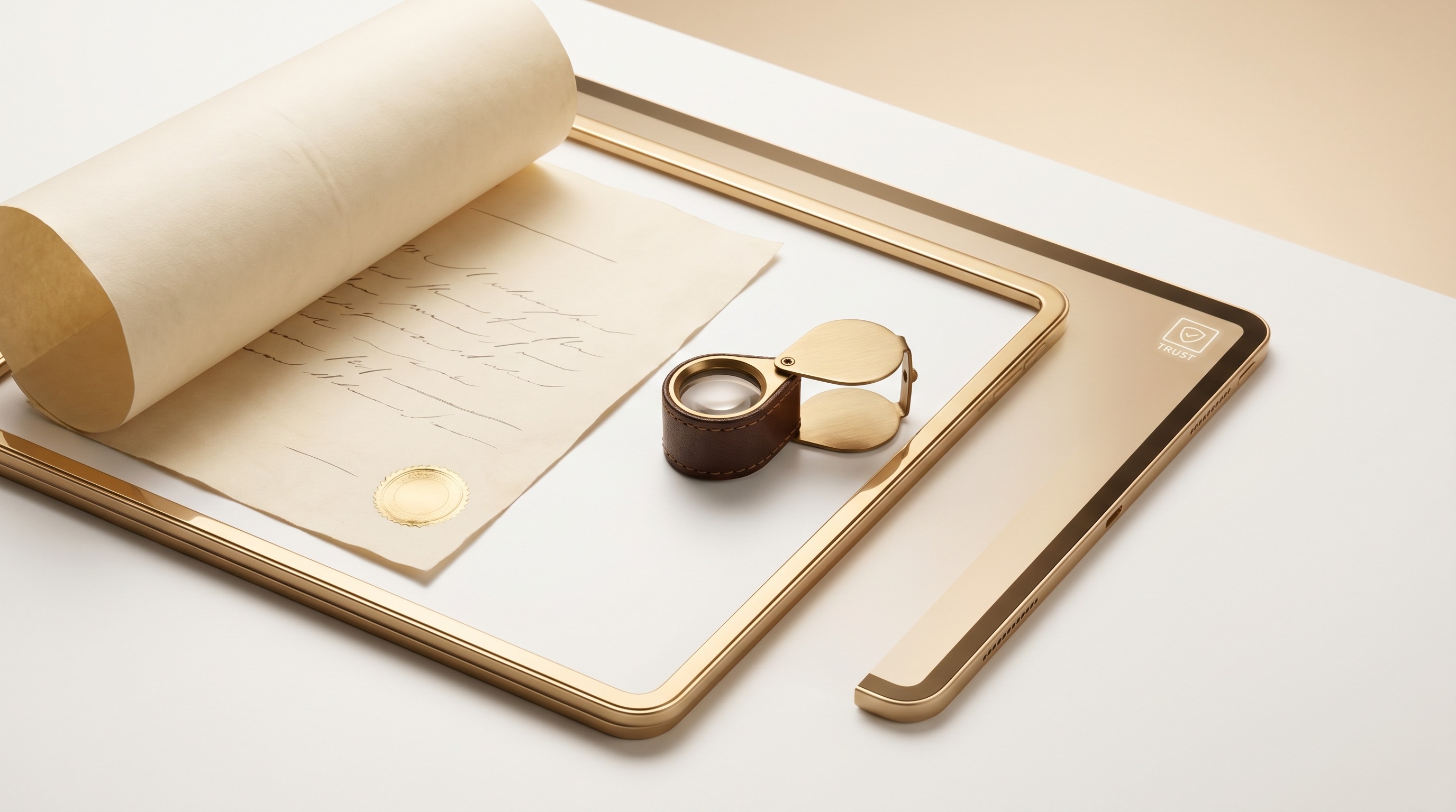 A professional jewellery valuer concept with a valuation document and loupe.